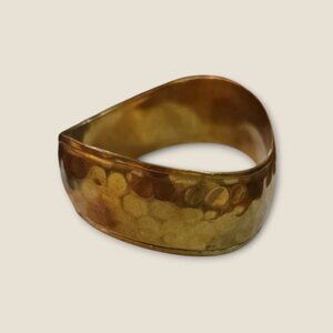 Handcrafted Brass Hammered Bangle Bracelet Unique Design 2.75" Inside Diameter 1